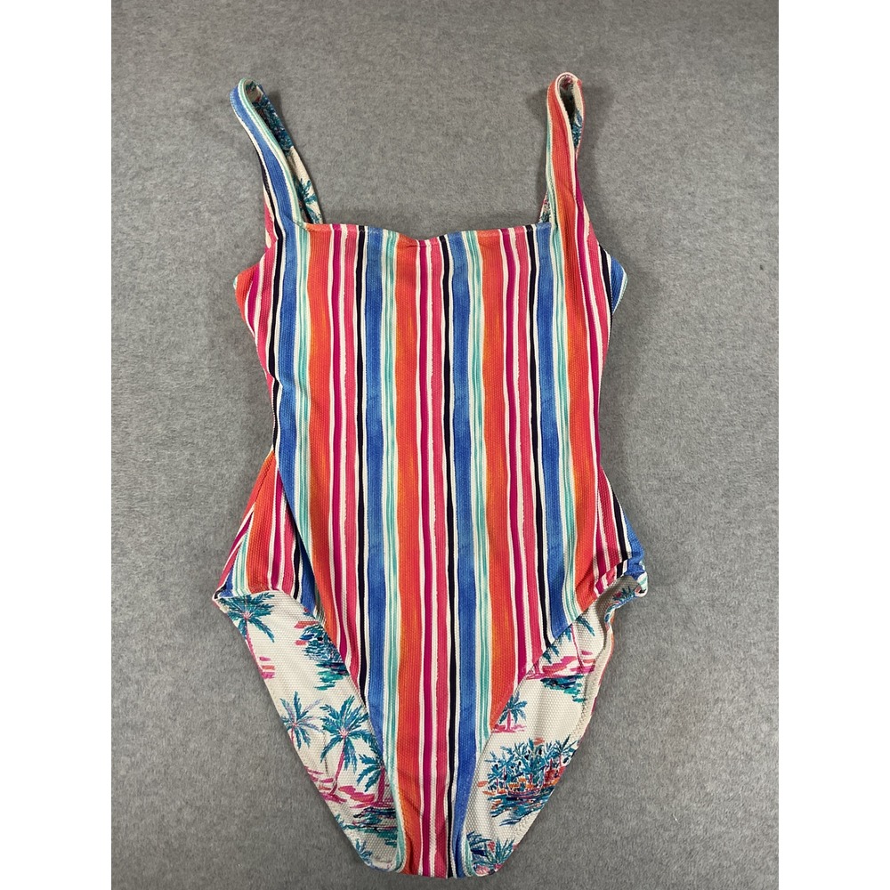 Tommy Bahama Swimsuit Women Reversible Tropical Lace Up Back One Piece 3019